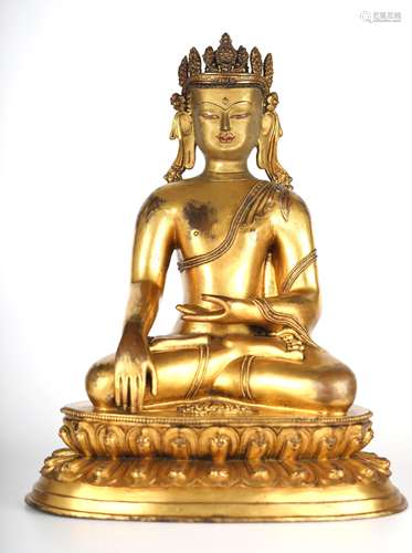 Large Chinese Gilt Bronze Buddha Figure