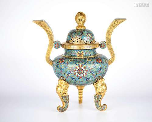 Chinese Cloisonne Tripod Censer