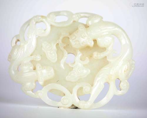 Chinese Carved White Jade Plaque