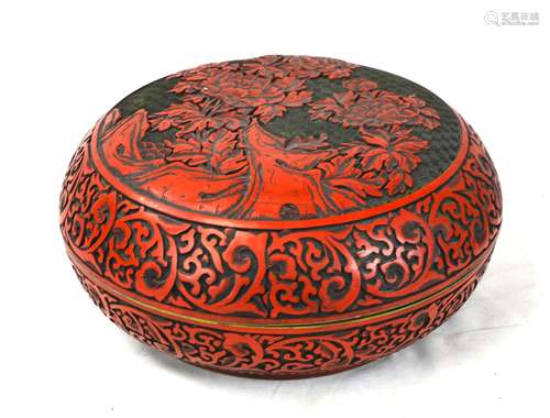 Chinese Carved Cinnabar Rounded Box