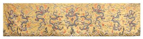 Large Chinese Imperial Embroidered Dragon Panel