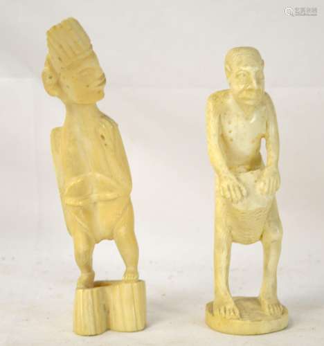 Two Carved African Bone Figures