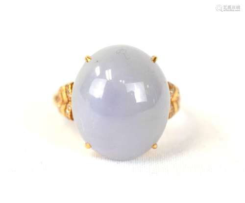 18K Gold Lavender Jadeite & Diamond Ring