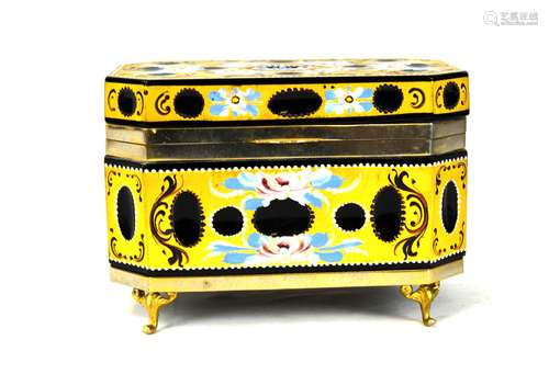 Italian Murano Gilt Painted Glass Dresser Box