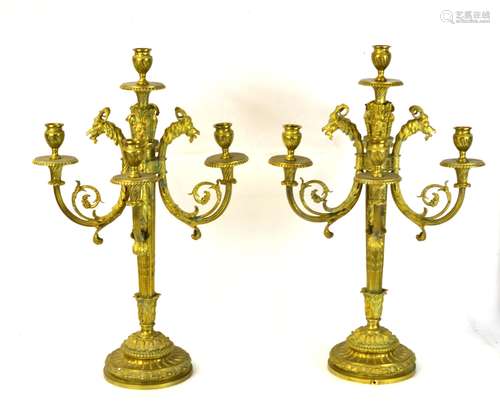 Pr Antique Bronze Candelabras