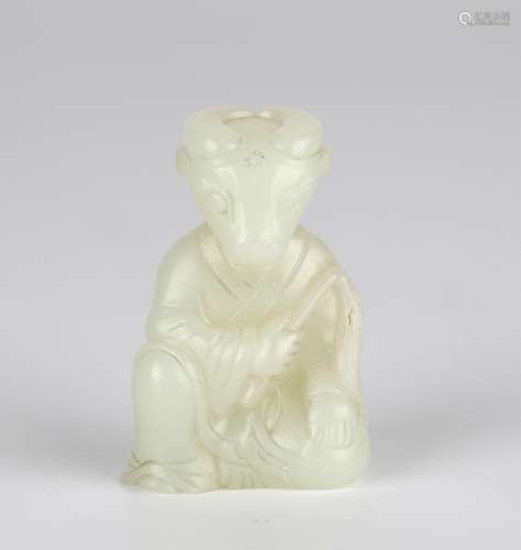 Chinese Archaic Carved Jade Figure of Buffalo Head