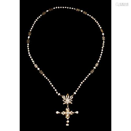 A gold and pearlets rosary