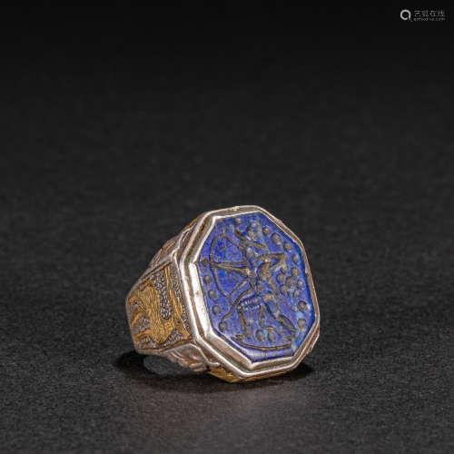伊朗古代銀鎏金戒指