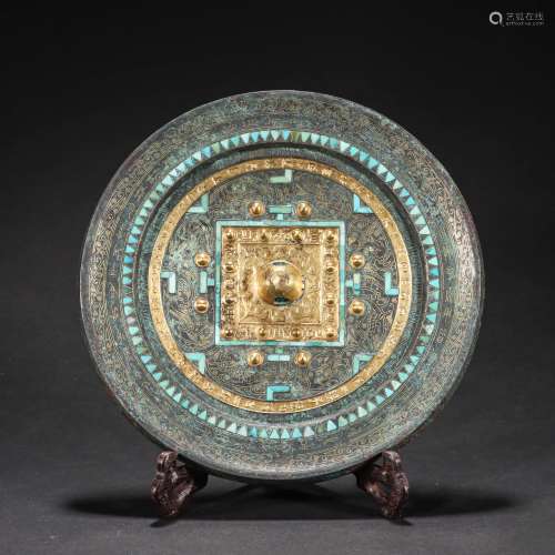 漢代錯金鑲嵌松石銅鏡