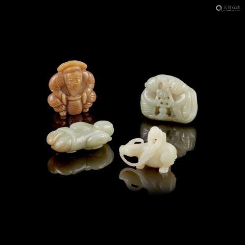 GROUP OF FOUR 'FIGURAL' JADE CARVINGS