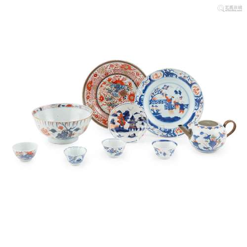 GROUP OF NINE CHINESE IMARI WARES QING DYNASTY, 18TH