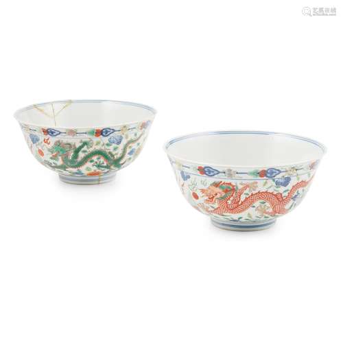 TWO WUCAI BOWLS DAOGUANG MARK AND POSSIBLY …