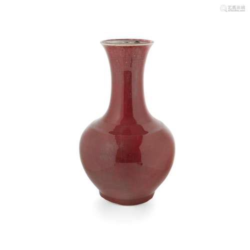 RED-GLAZED BALUSTER VASE LATE QING DYNASTY-REPUBLIC