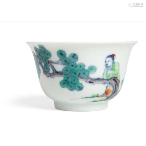 DOUCAI 'SCHOLAR AND PINE TREE' CUP YONGZHENG MARK