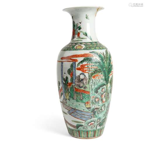 WUCAI 'ROMANCE OF THE WESTERN CHAMBER' VASE QING