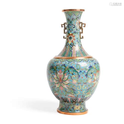 CLOISONNÃ‰ ENAMEL 'LOTUS' VASE QING DYNASTY, 19TH