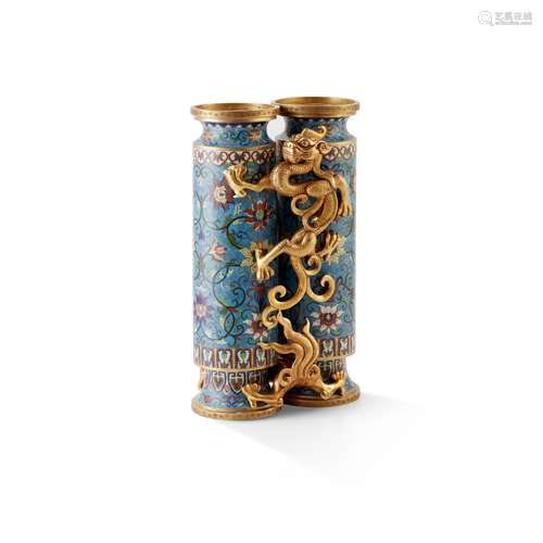 GILT-BRONZE CLOISONNÃ‰ ENAMEL CHAMPION VASE 20TH