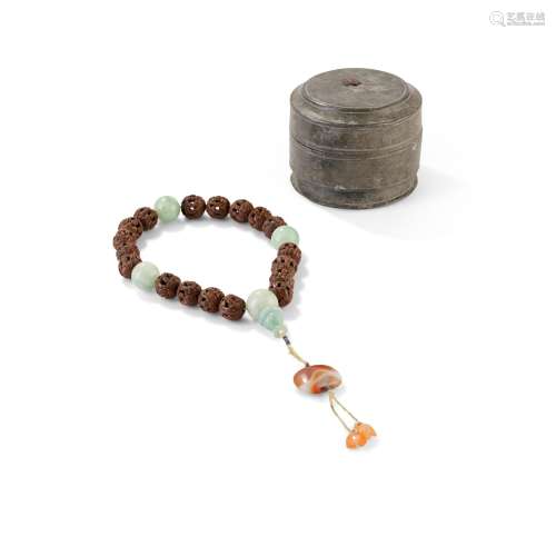 CARVED NUTSHELL ROSARY LATE QING DYNASTY-REPUBLIC