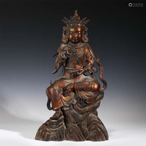 A GOLD PAINTED BRONZE BUDDHA STATUETTE