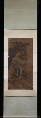 A CHINESE PAINTING DEPICTING BUDDHIST FIGURES STORY