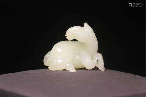 A HORSE SHAPED JADE CARVING