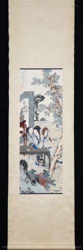 A CHINESE PAINTING DEPICTING DRESSING UP