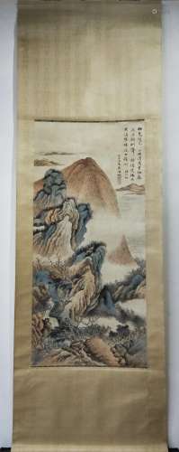 A CHINESE LANDSCAPE PAINTING HANGING SCROLL
