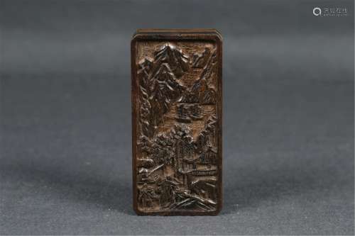 A CARVED CHENXIANG WOOD RECTANGULAR BOX AND C…