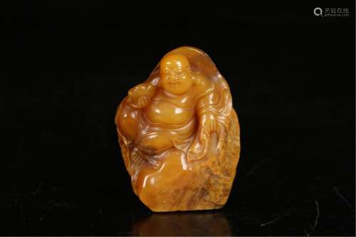 A SOAPSTONE CARVED MAITREYA SEAL