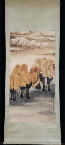 A CHINESE PAINTING OF CAMELS