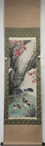 A CHINESE PAINTING OF FLORAL AND QUAILS