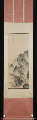 A CHINESE PAINTING OF FIGURES AMONG LANDSCAPE