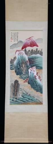 A CHINESE PAINTING OF FIGURE AMONG LANDSCAPE