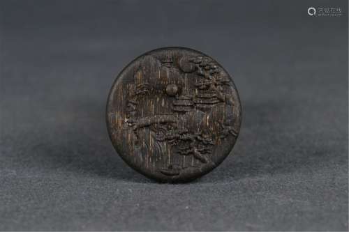A CHENXIANG WOOD CARVED LANDSCAPE PENDANT
