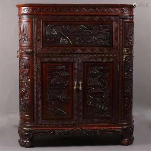 A CHINESE WOODEN WINE CABINET