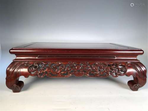 A CHINESE ROSEWOOD CARVED DRAGON SMALL TABLE