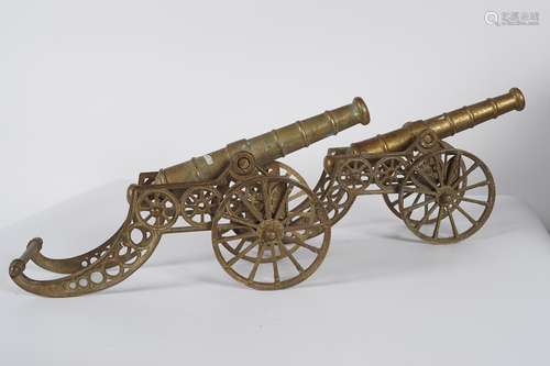 PAIR OF BRASS CANNONS