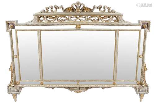 REGENCY PAINTED & PARCEL GILT OVER MANTLE MIRROR