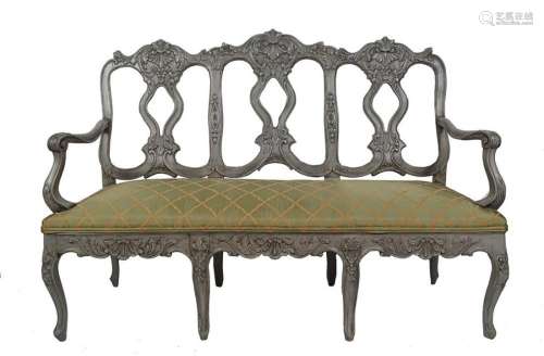 19TH-CENTURY PERIOD PAINTED BEECH SETTEE