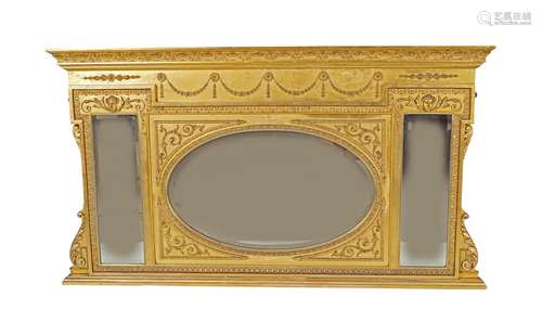 REGENCY GILT FRAMED OVER MANTLE MIRROR