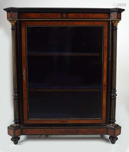 PAIR OF VICTORIAN EBONISED & INLAID SIDE CABINETS