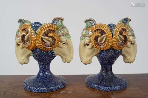 PAIR OF 19TH-CENTURY MAJOLICA VASES