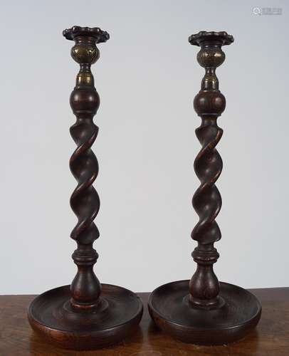 PAIR OF 19TH-CENTURY OAK CANDLESTICKS