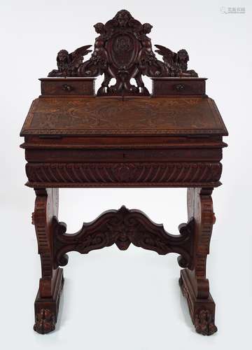 19TH-CENTURY WALNUT DAVENPORT