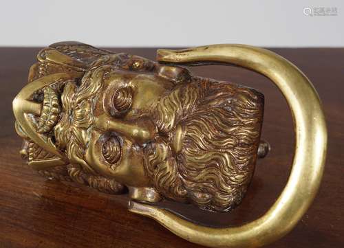 19TH-CENTURY BRASS DOOR KNOCKER