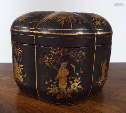 19TH-CENTURY LACQUERED TEA CADDY