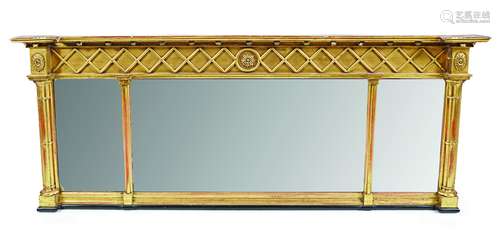 REGENCY PERIOD GILT FRAMED OVER-MANTLE MIRROR