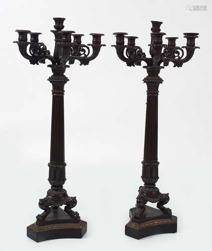 PAIR OF LARGE 19TH-CENTURY BRONZE CANDELABRAS