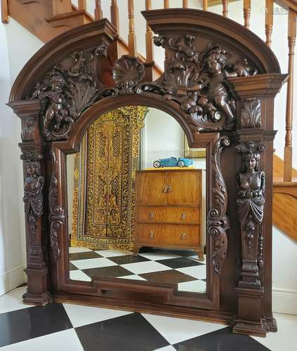 LARGE 19TH-CENTURY CARVED MIRROR