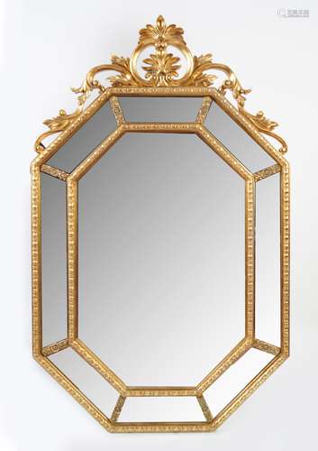 GILT FRAMED CUSHION OVER MANTLE MIRROR